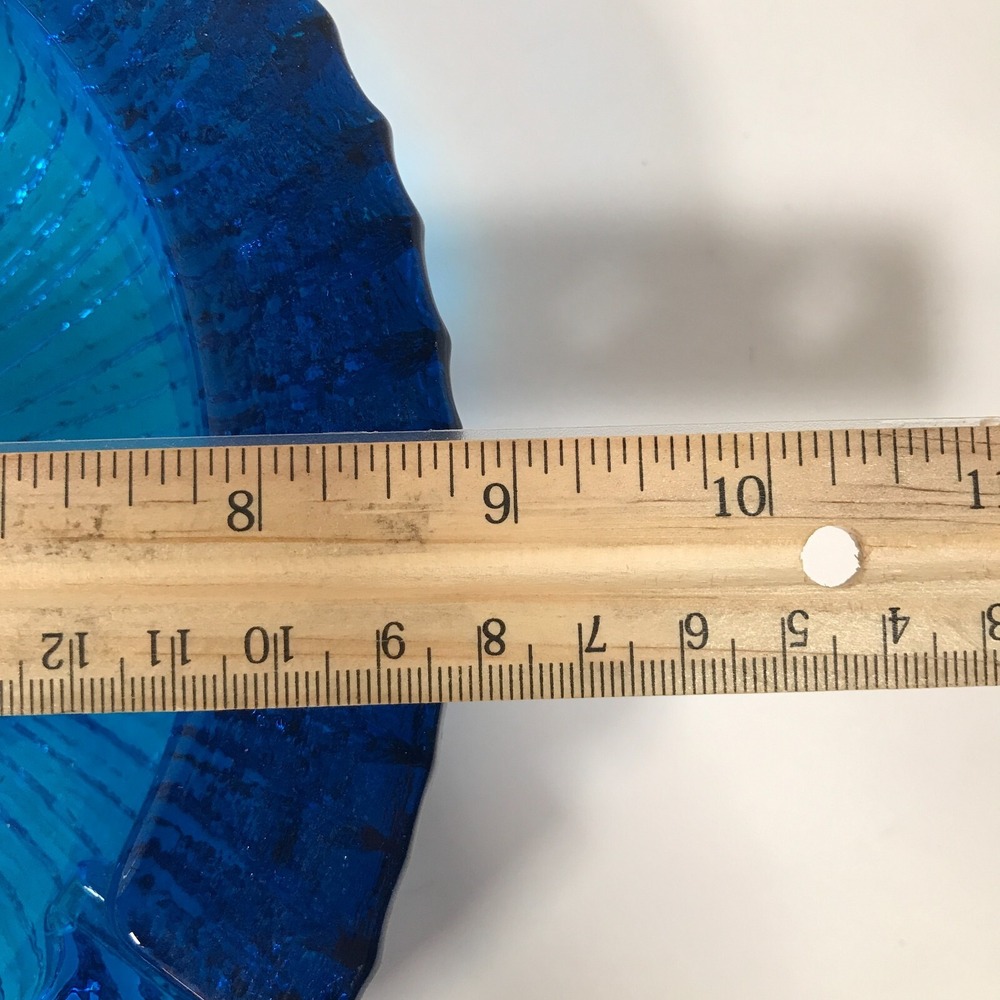 Blenko Label Mid Century Chunky Blue Sun Burst 4 Slot Ashtray 8.75 Inch Vintage‎ - Picture 8 of 12